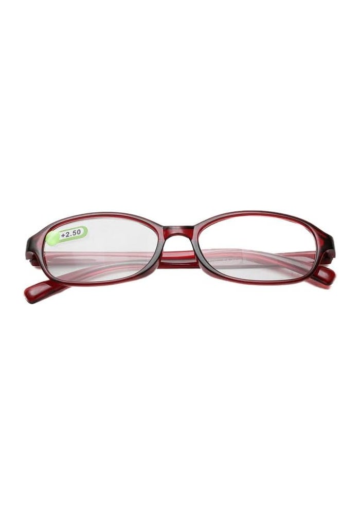 Daiso Oval Reading Glasses - Plus 2.5 - Red - Image 1